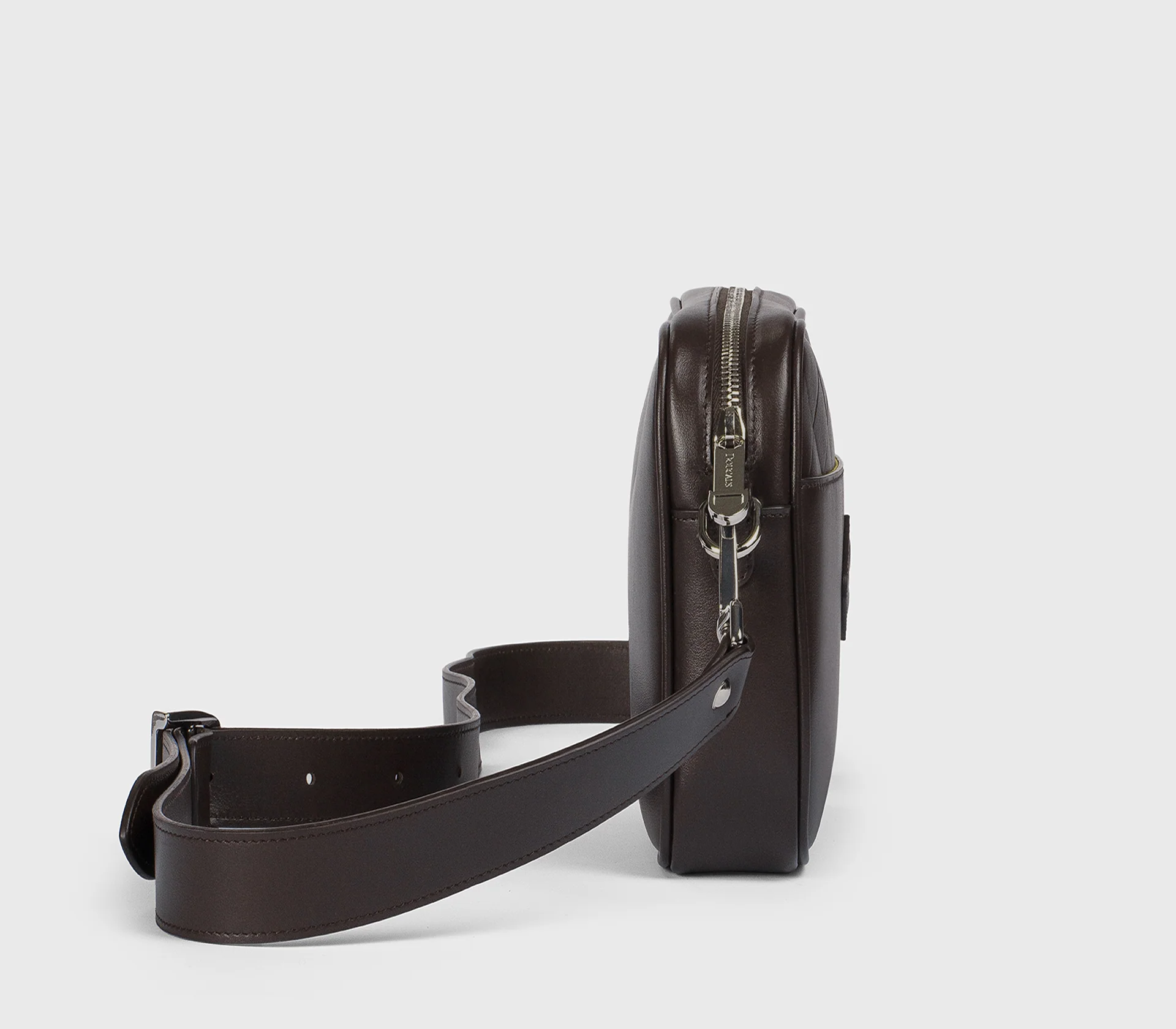 Borsa messenger in pelle con dettaglio matelassé cacao - Image 3