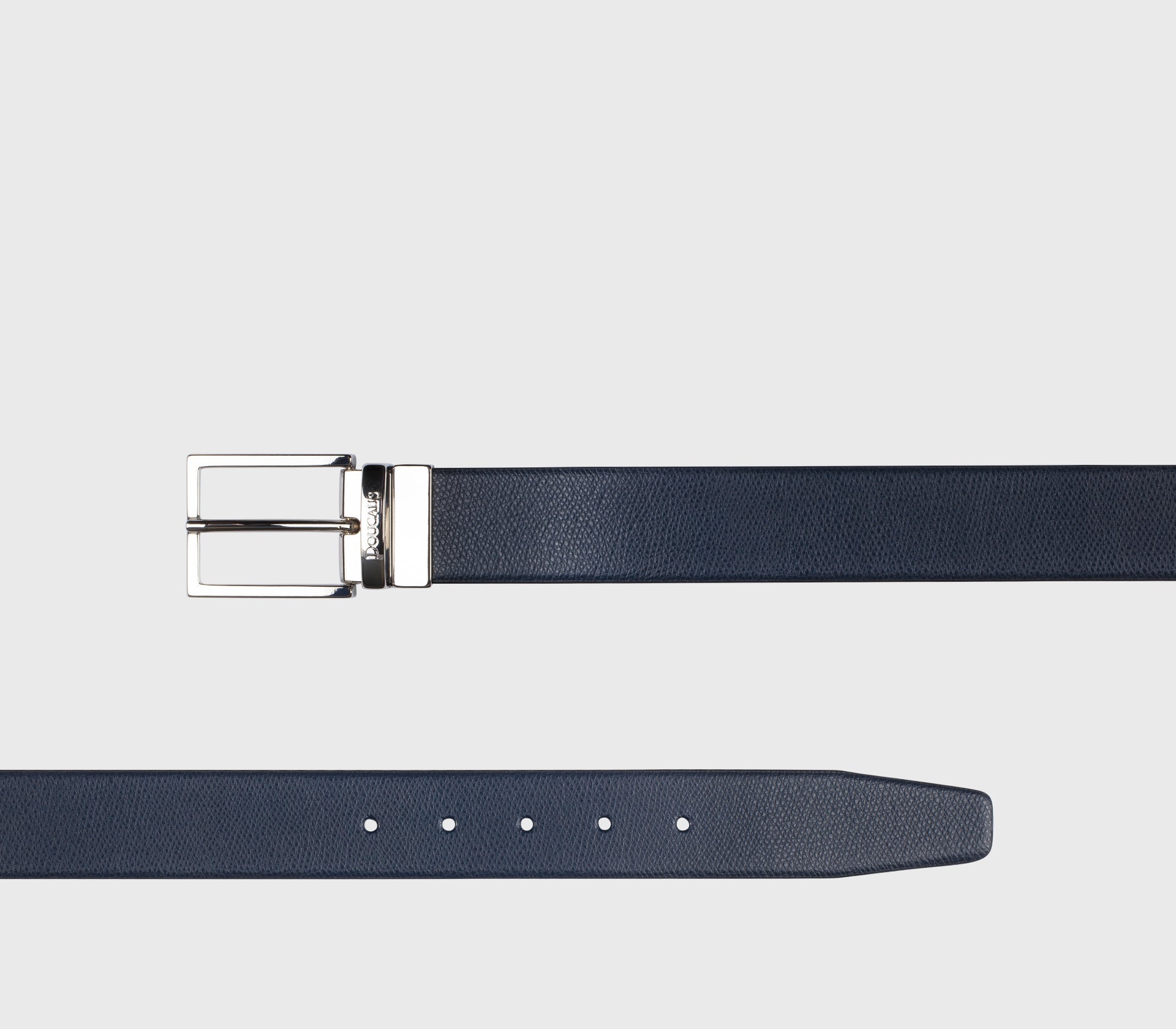 Cintura in pelle palmellata navy con fibbia quadrata - Image 2
