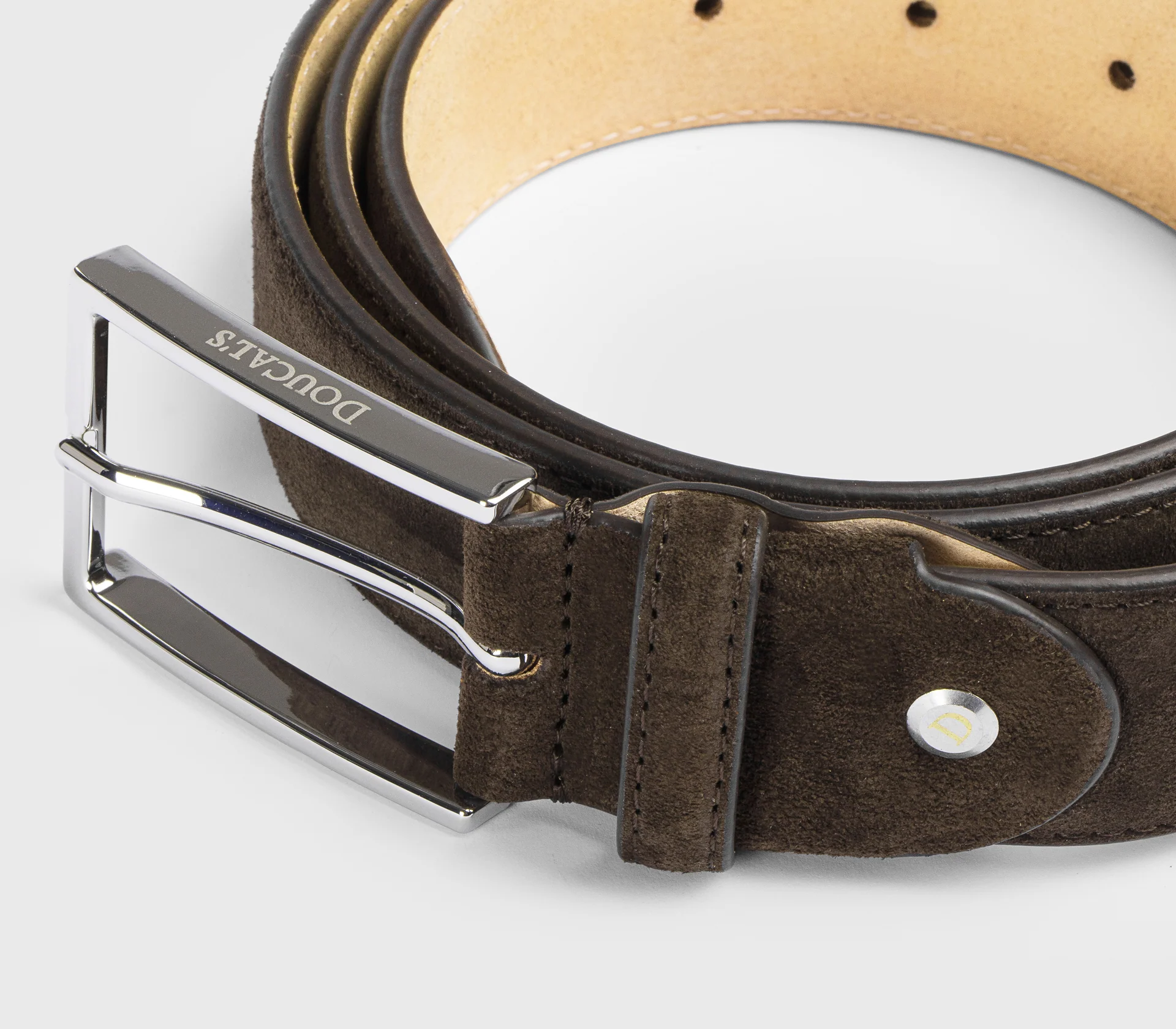 Cintura in suede marrone "terre" con fibbia quadrata - Image 3