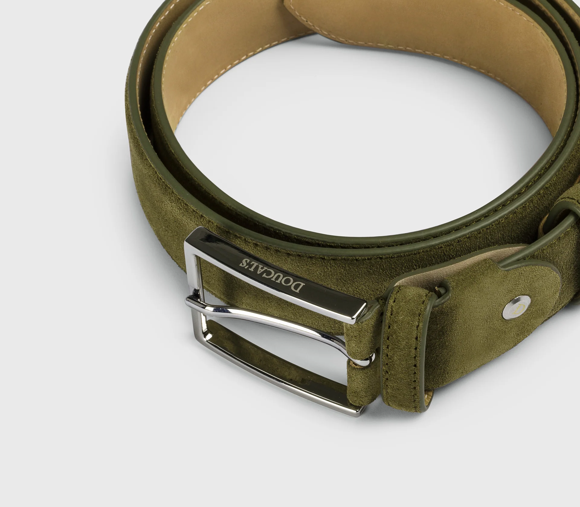 Cintura in suede verde con fibbia quadrata - Image 3