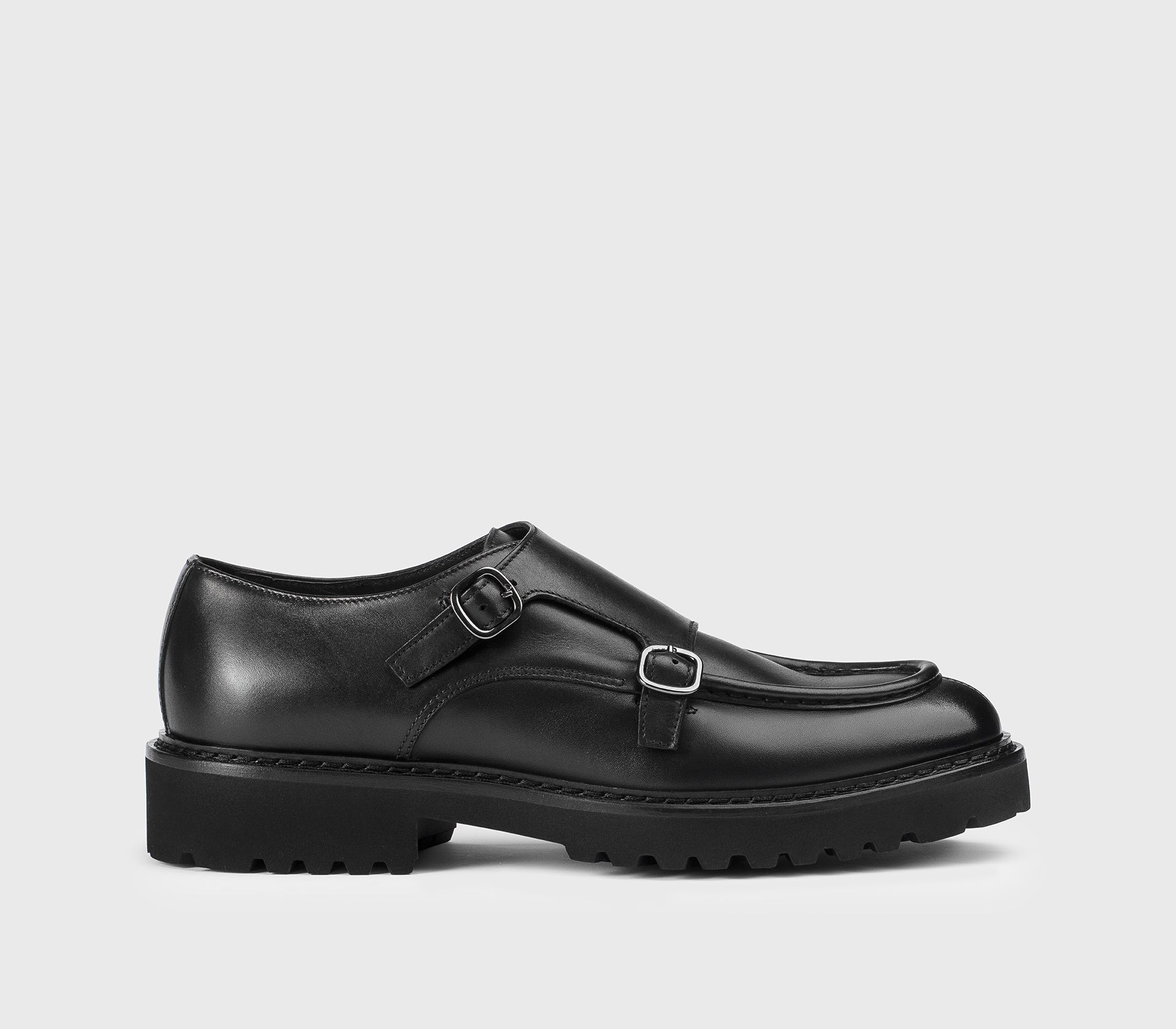 DU2738PHILUF159NN00 - Doppia fibbia in pelle nera