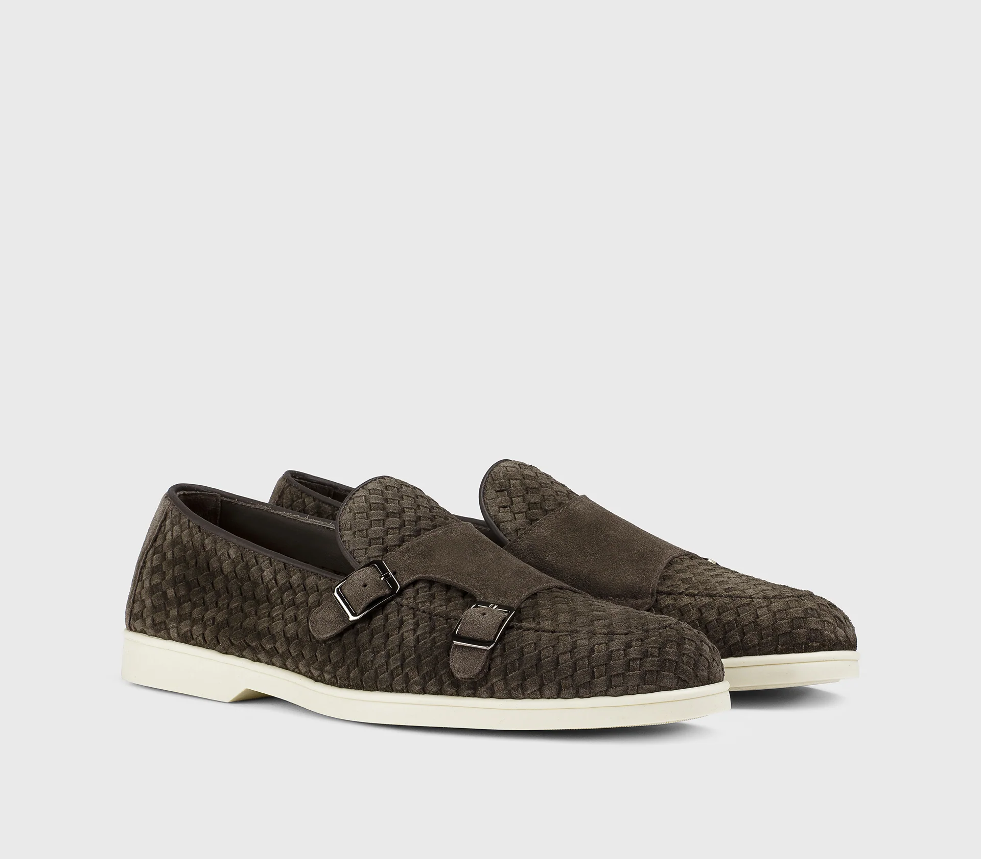 DU3511NWMAUY261GM00 - Mocassino doppia fibbia intrecciato in suede testa di moro - Image 3