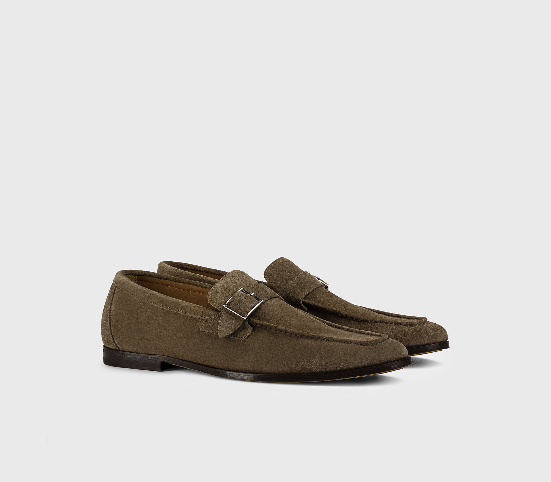 DU3524NORWUZ009MM08 - Mocassino mono fibbia in suede cacao - Image 3