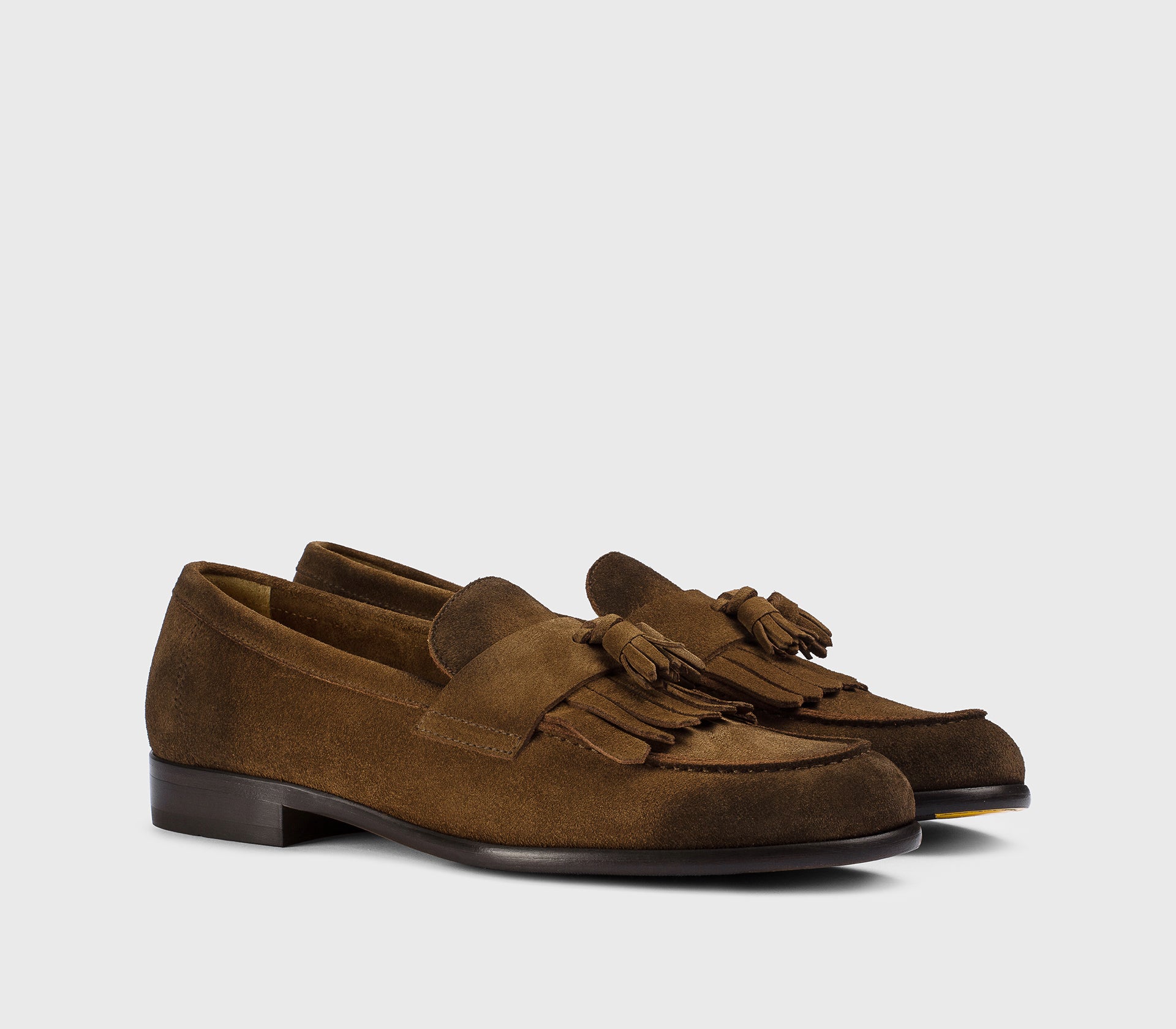 DU3399STRAUY260TM01 - Mocassino con nappine e frangia in suede marrone "snuff" - Image 3