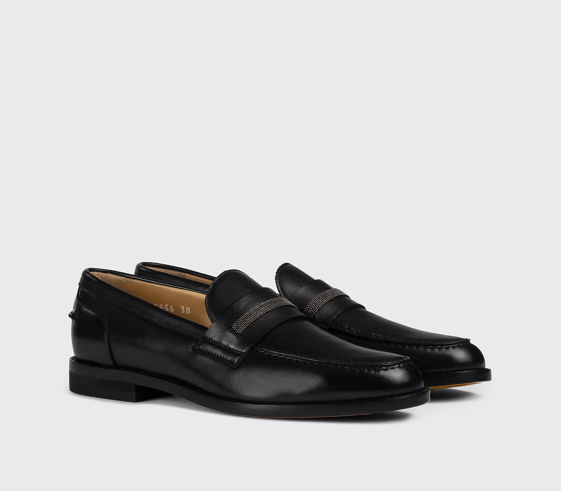 DD8856ALAIUF214NN00 - Mocassino con micro borchie in pelle nero - Image 3