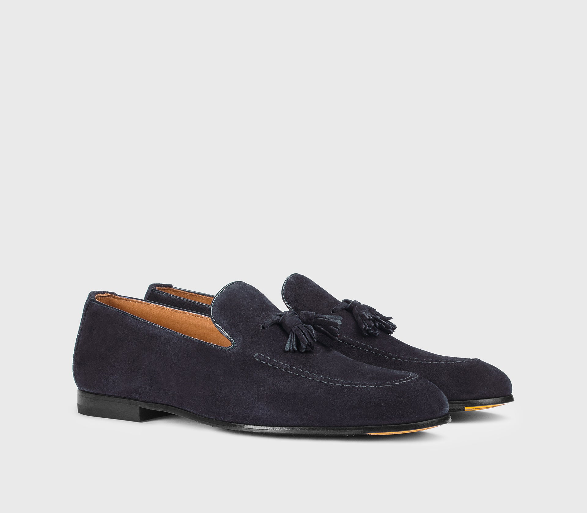 DU1080PANNUF009NB00 - Mocassino con nappine in suede blu - Image 3
