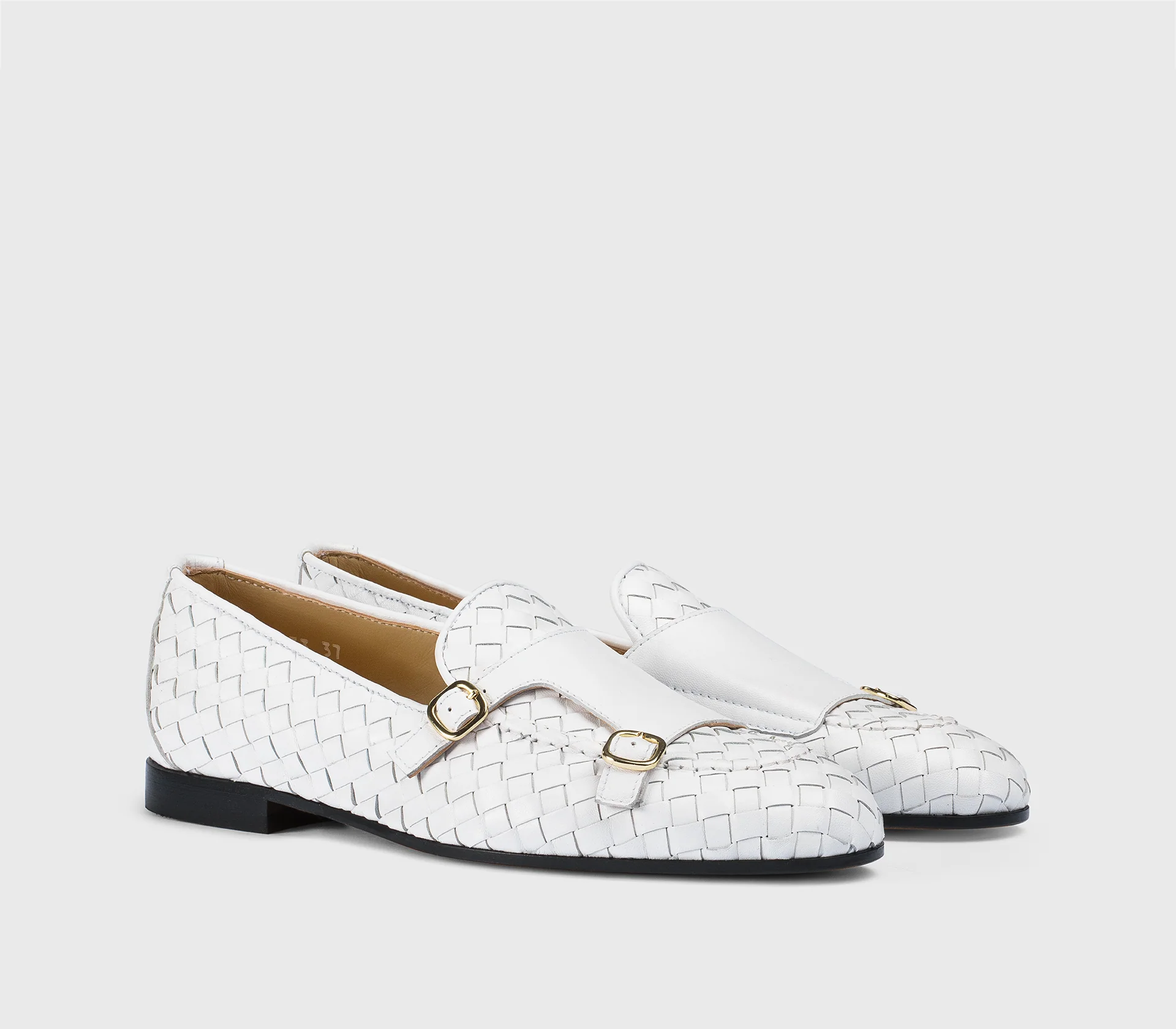 DD8633MEGNUF217NW00 - Mocassino doppia fibbia in pelle intrecciata bianco - Image 3