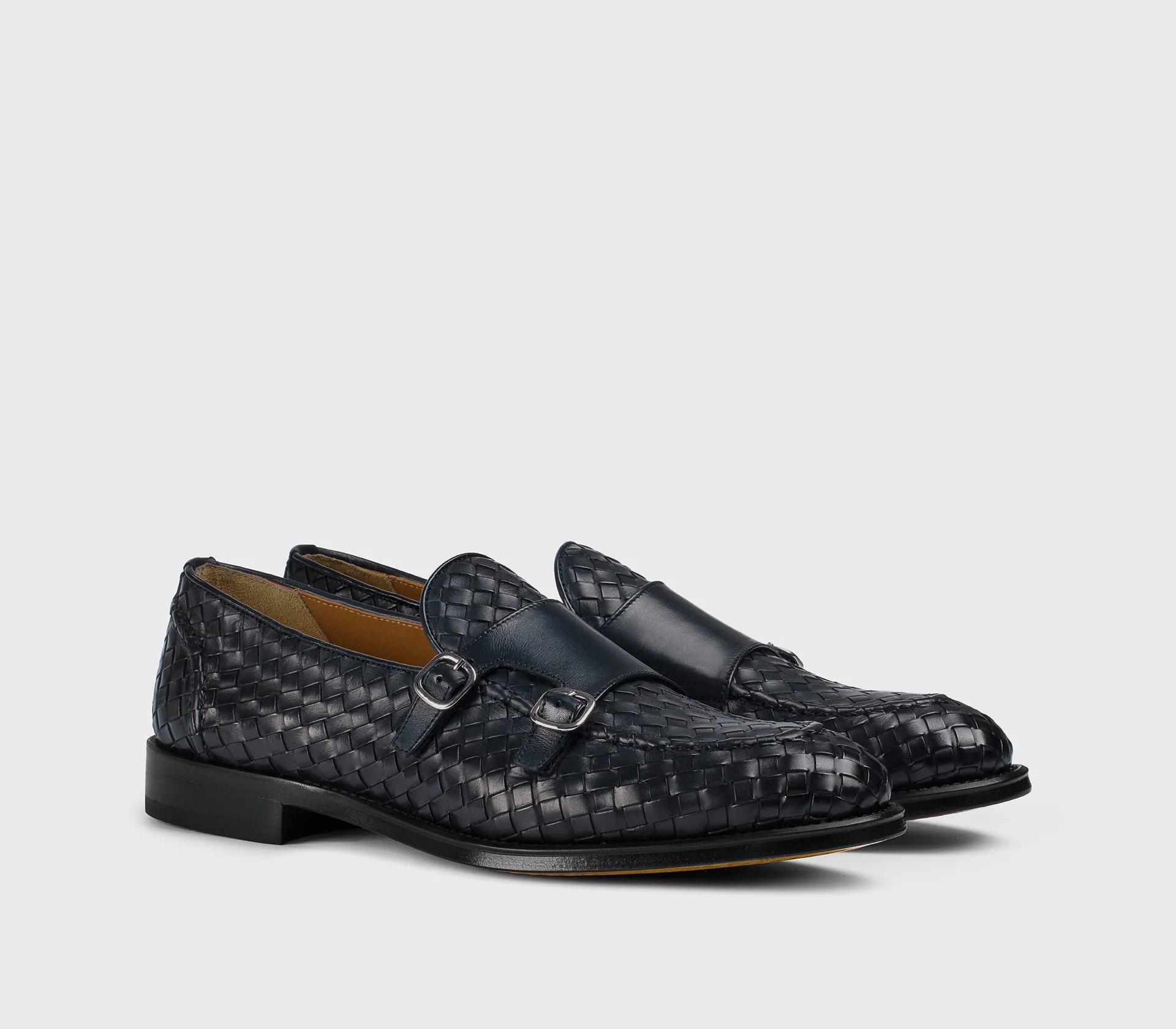 DU3412ORVNUY195NB00 - Mocassino doppia fibbia in pelle intrecciata blu - Image 3