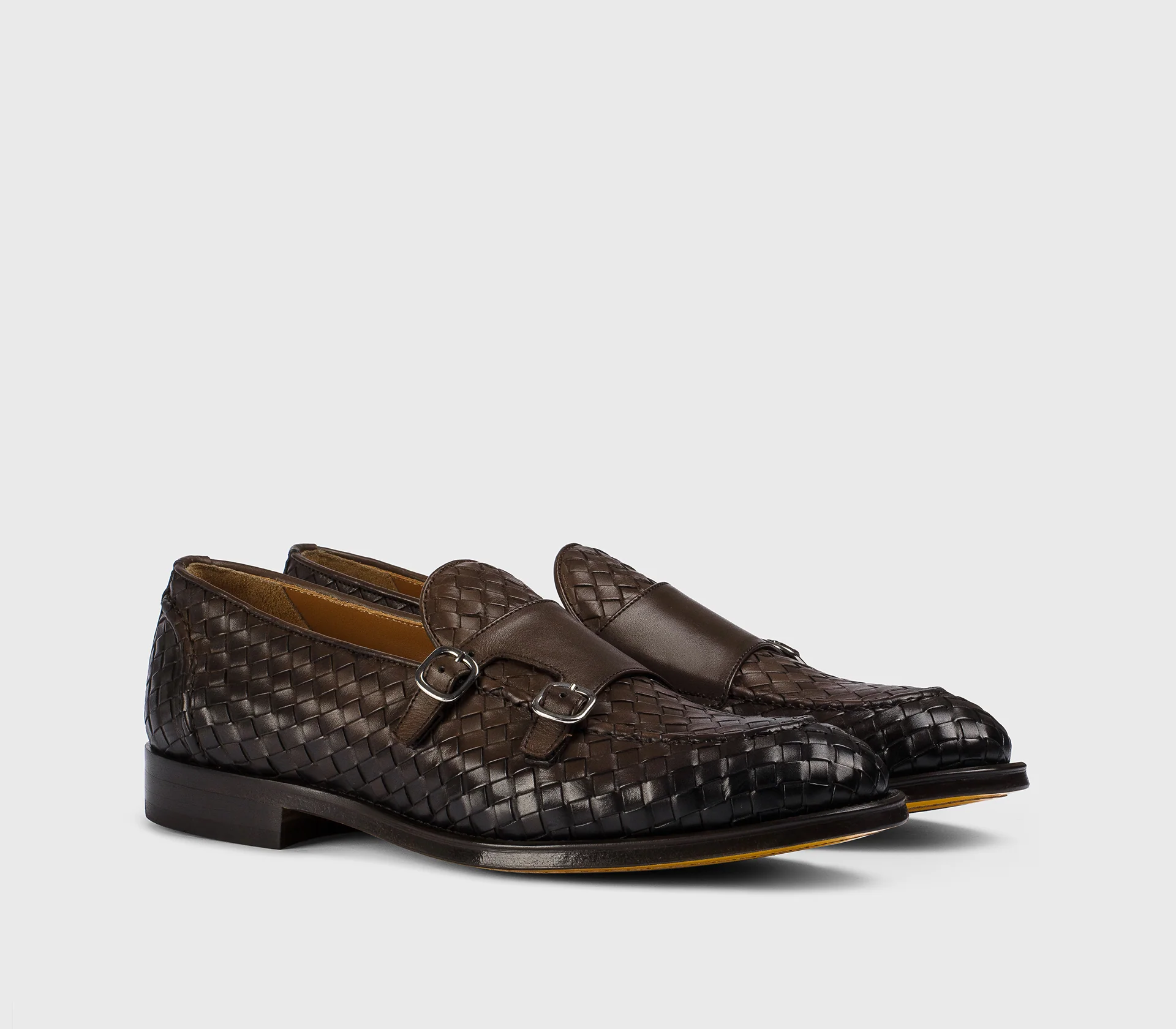 DU3412ORVNUY195TM00 - Mocassino doppia fibbia in pelle intrecciata testa di moro - Image 3