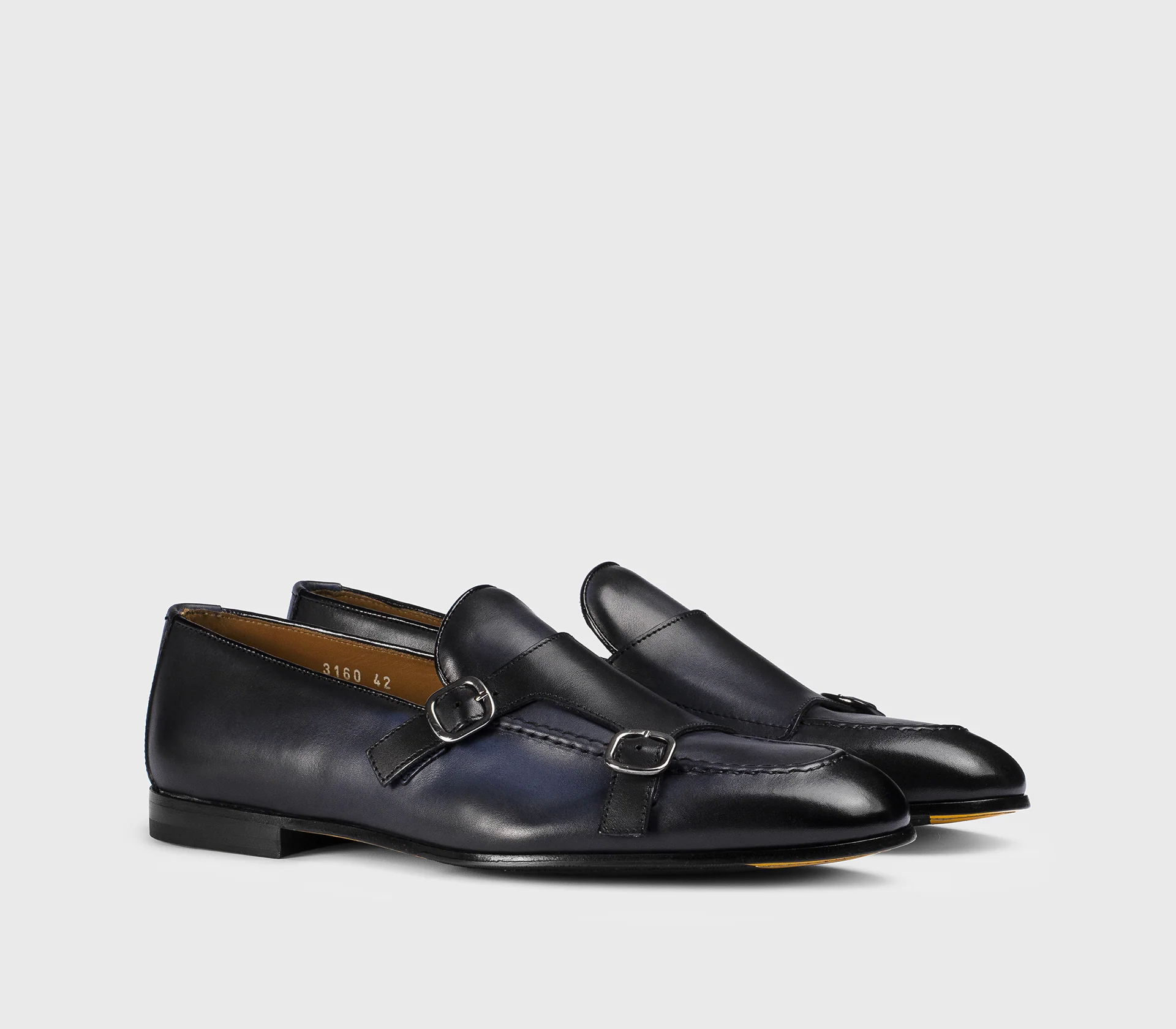 DU3160PANNUF159NB28 - Mocassino doppia fibbia in pelle blu - Image 3