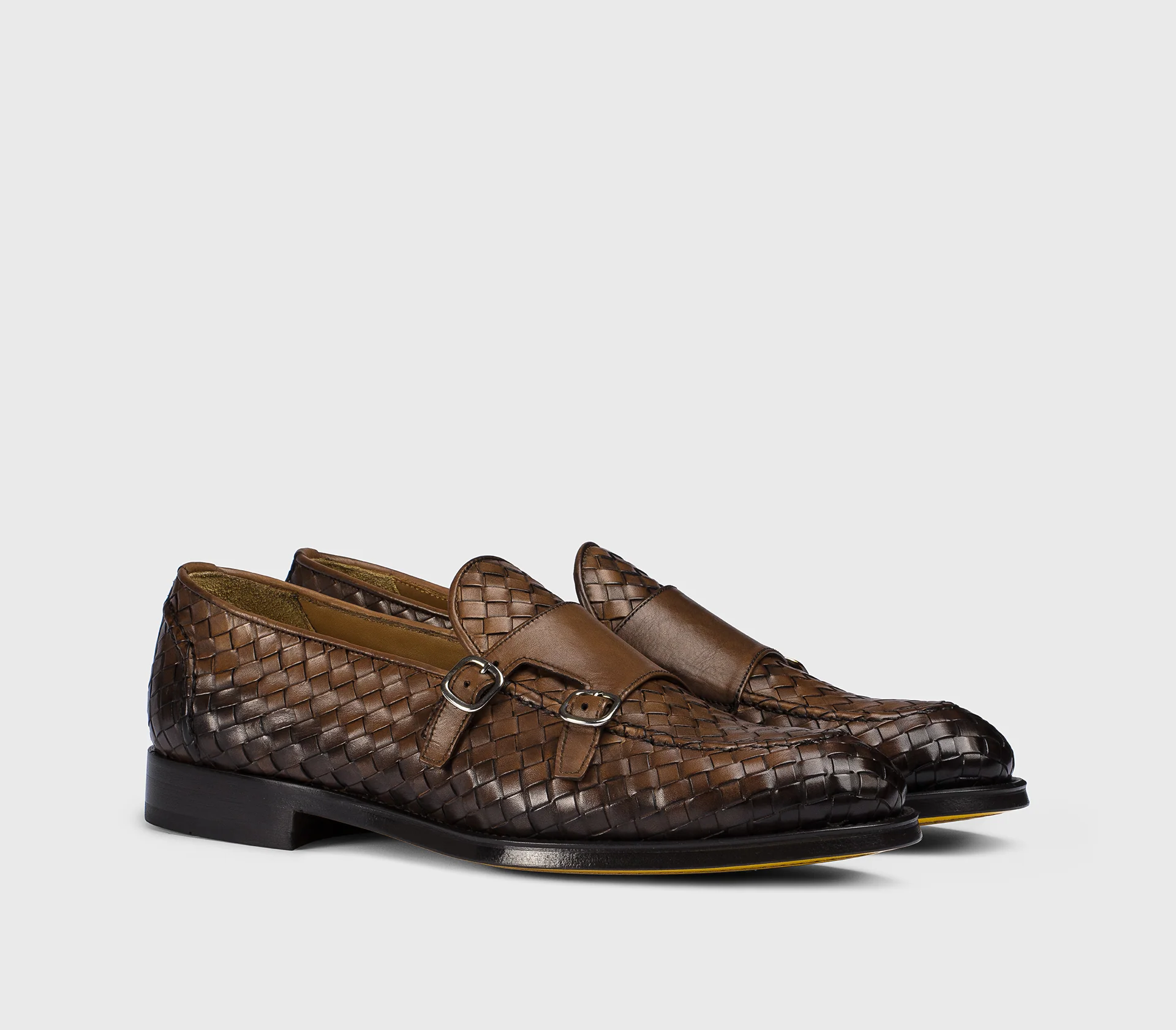 DU3412ORVNUY195TC00 - Mocassino doppia fibbia in pelle intrecciata cuoio - Image 3