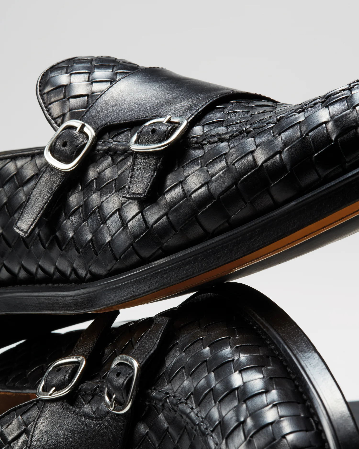 DU3412ORVNUY195NN00 - Mocassino doppia fibbia in pelle intrecciata nero - Image 5