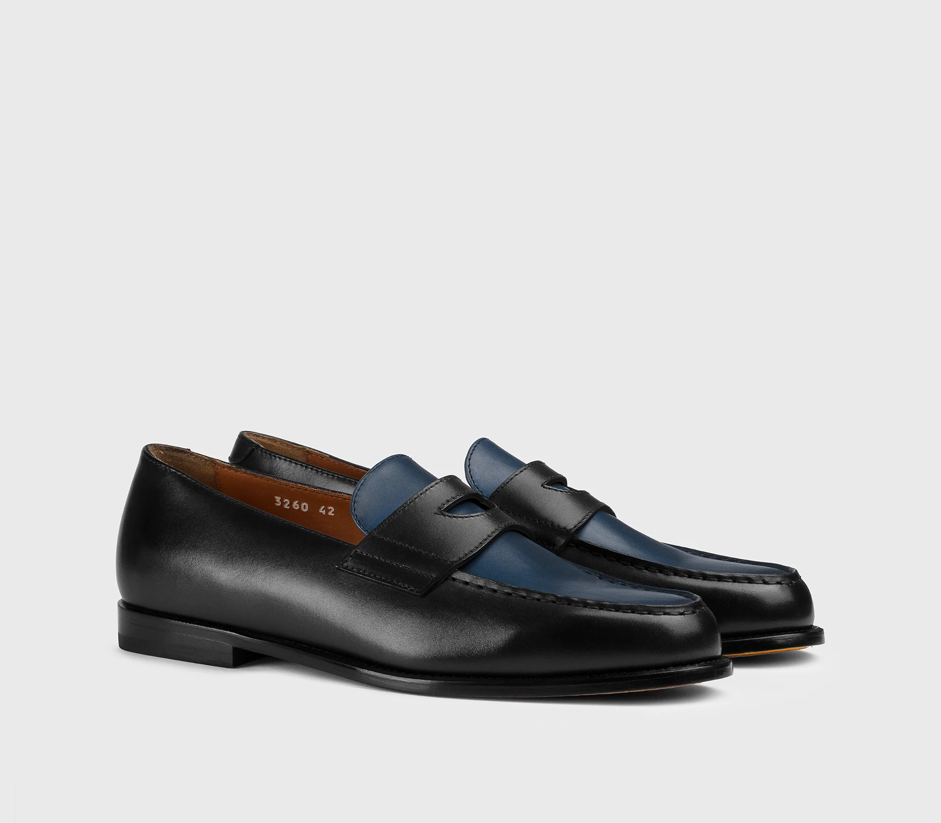 DU3260MARIPF326NN38 - Mocassino "Mario 50" in pelle bicolore nero e indigo - Image 3