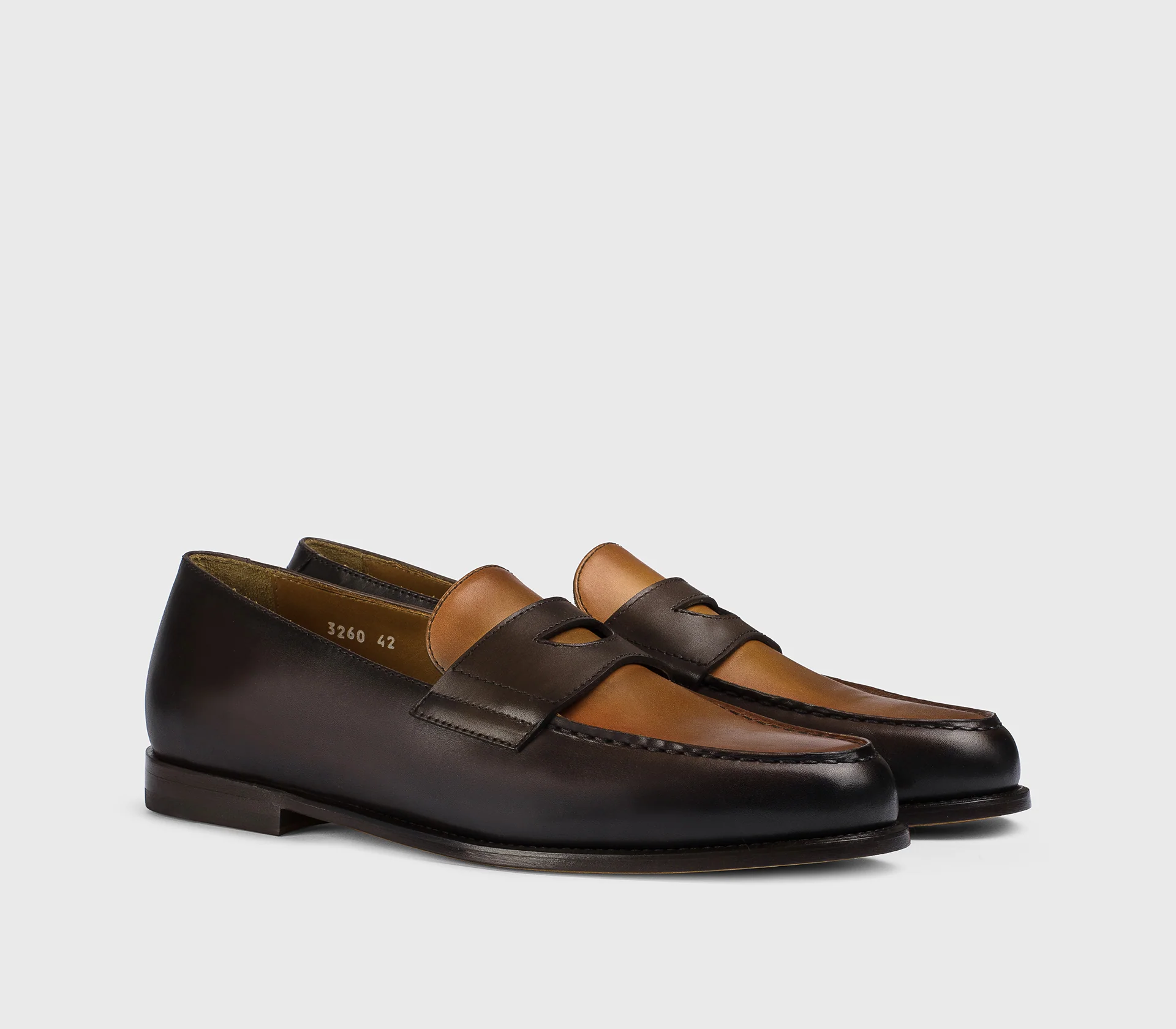 DU3260MARIPF326TM12 - Mocassino "Mario 50" in pelle bicolore testa di moro e caramel - Image 3