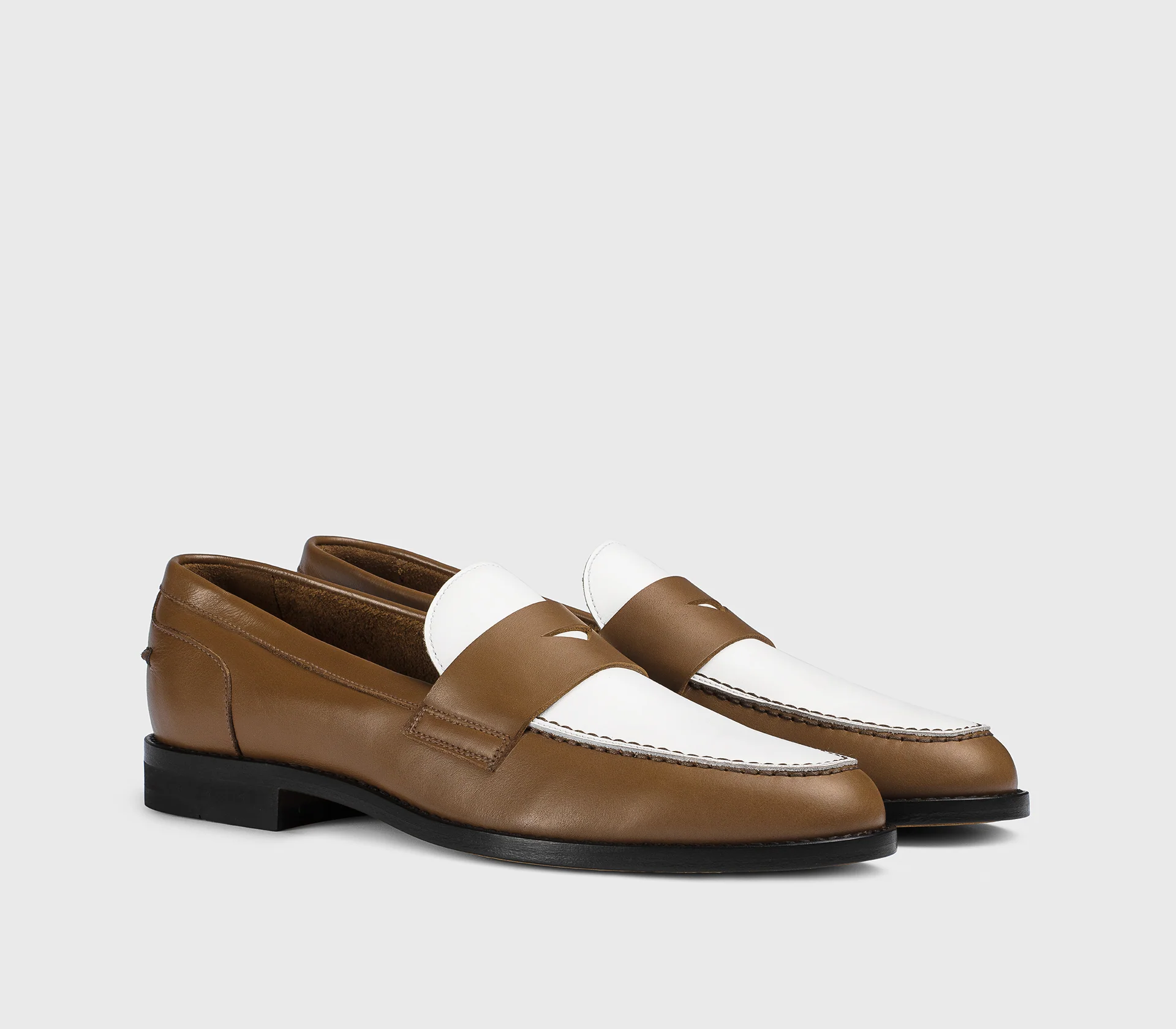 DD8796ALAIPY708TC49 - Mocassino in pelle bicolore marrone e bianco - Image 3