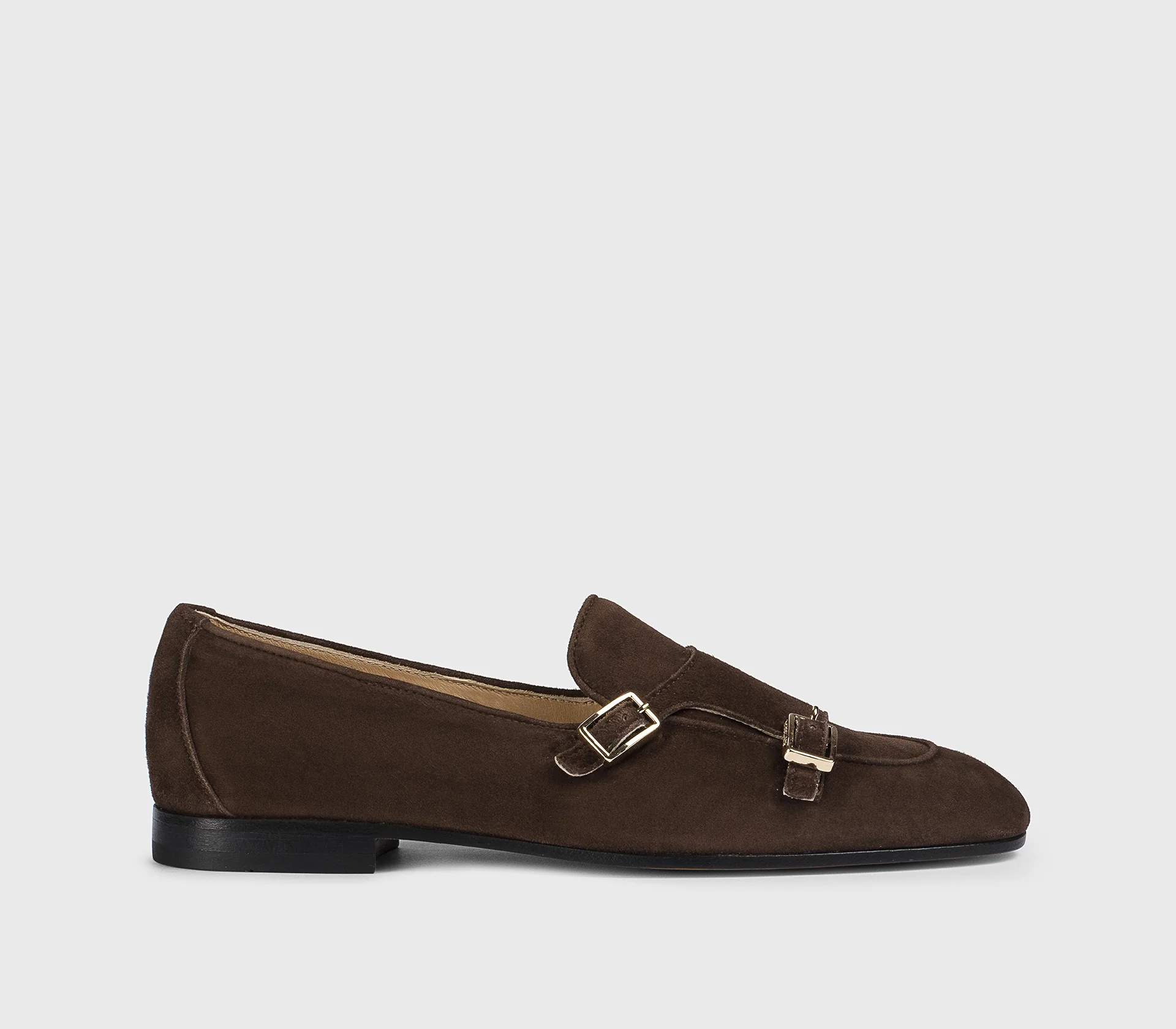 DD8877MEGNUF278NM38 - Mocassino con doppia fibbia in suede marrone "moka"