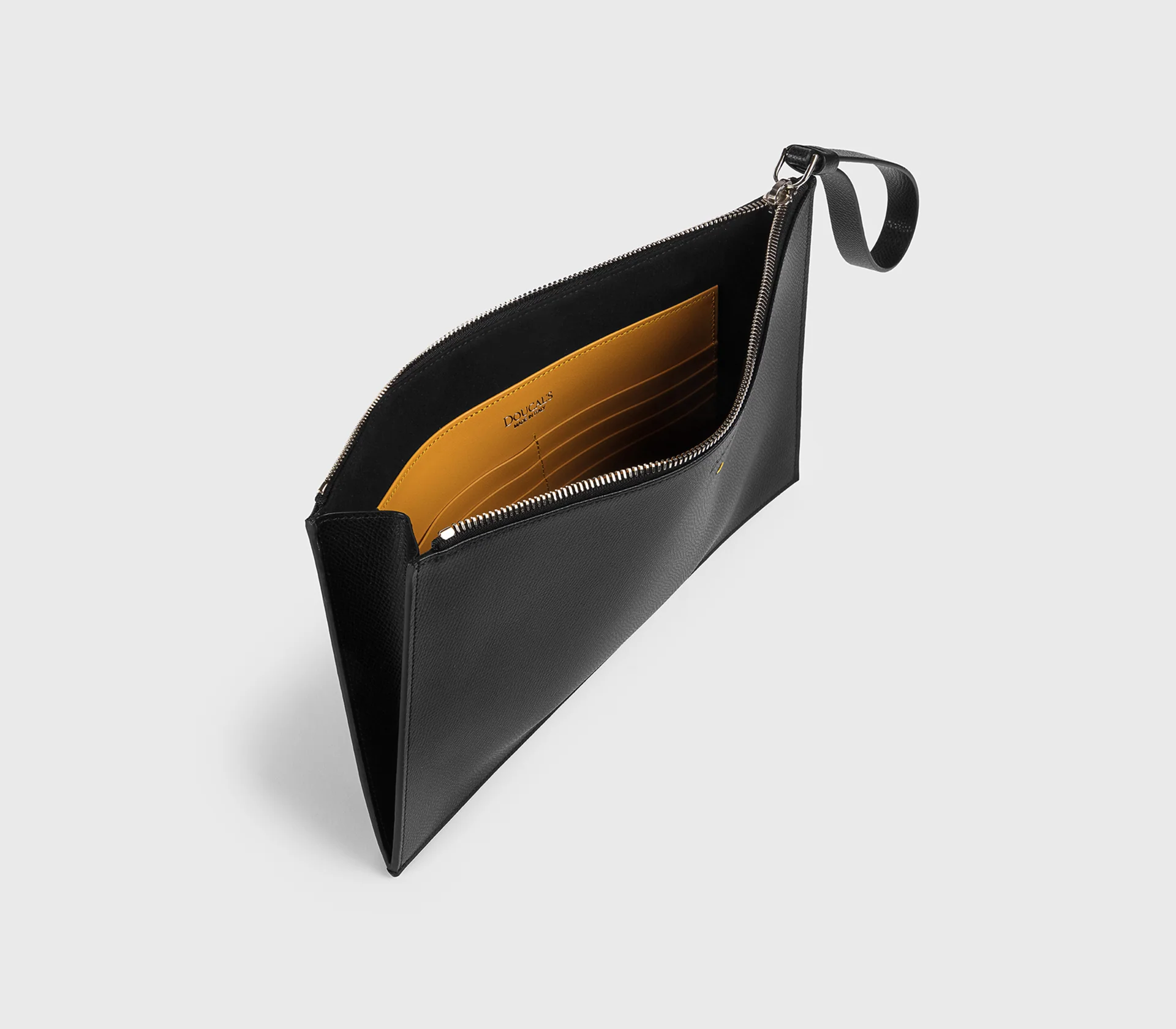 Pochette porta documenti in pelle palmellata nera - Image 2