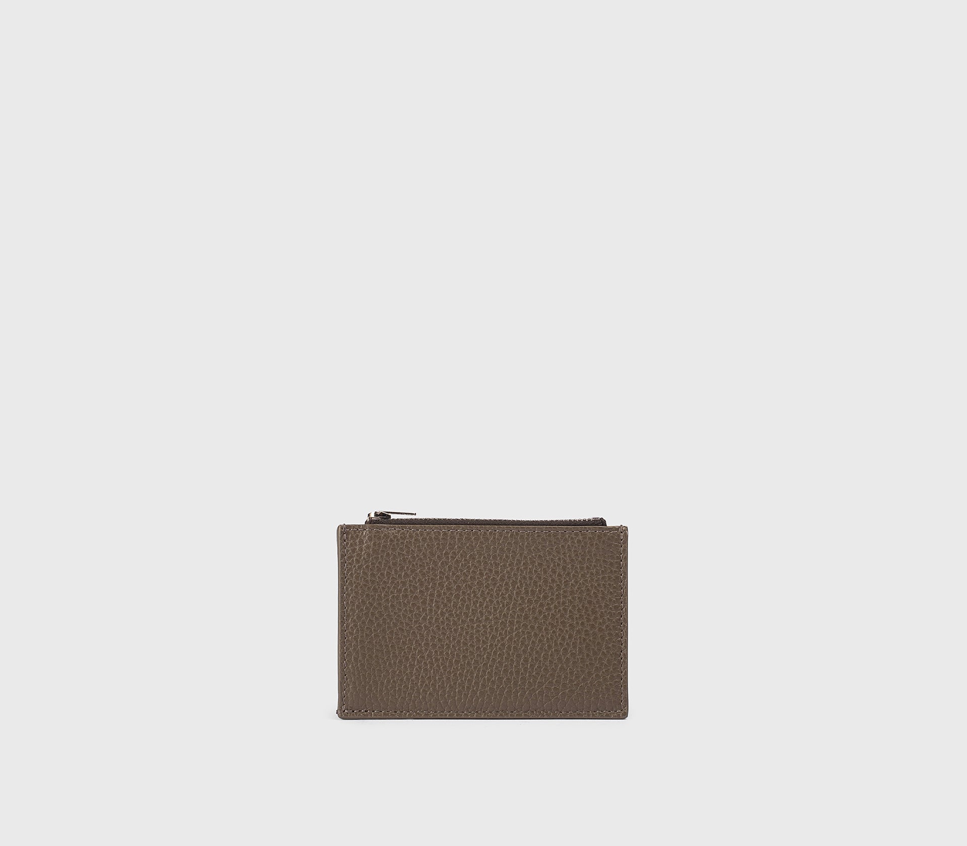 Porta carte con zip in pelle bottalata fango