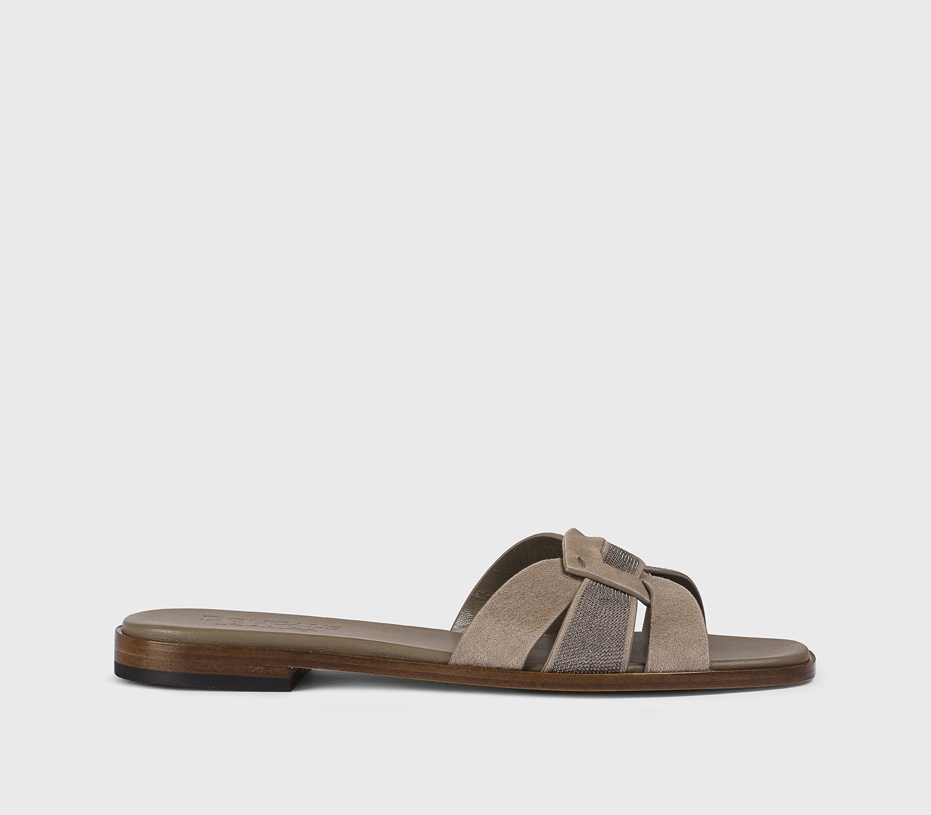 DD8906DEGNUF278MN45 - Sandalo con microborchie in suede grigio caldo