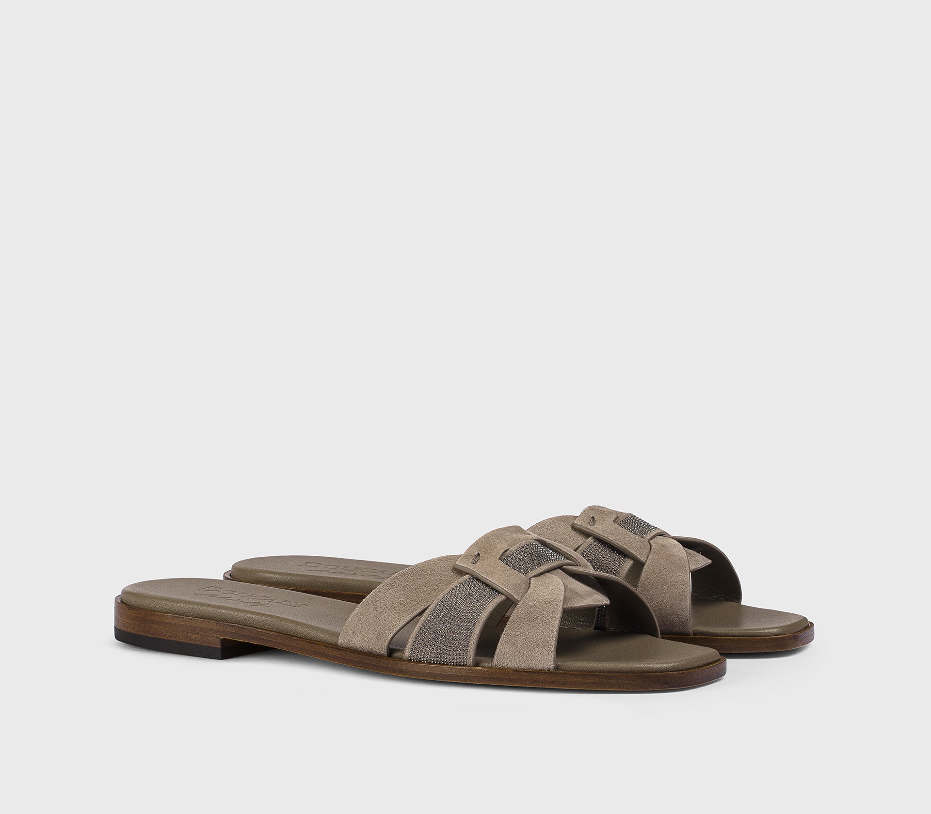 DD8906DEGNUF278MN45 - Sandalo con microborchie in suede grigio caldo - Image 3