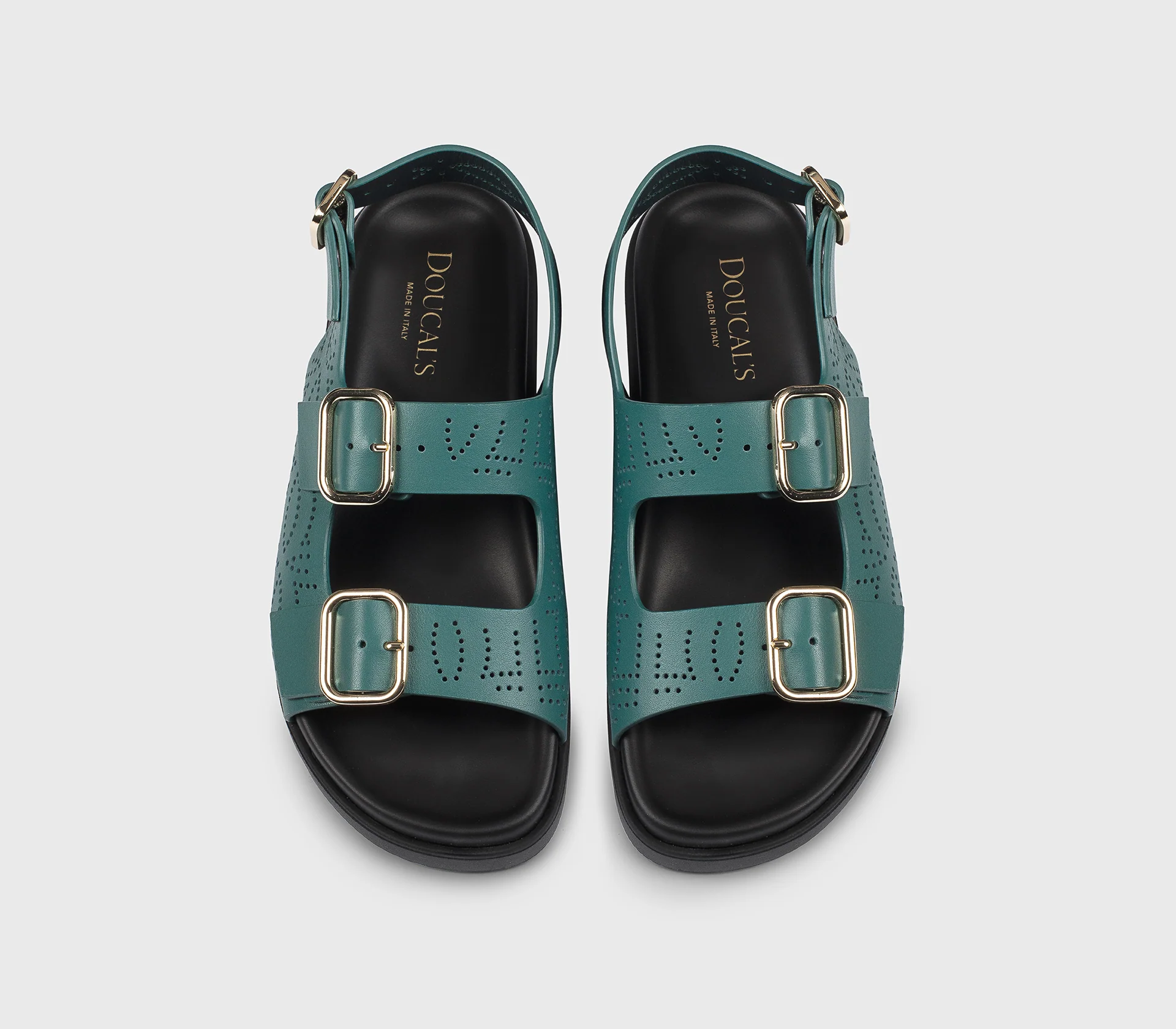 DD8889MATIUF073NB34 - Sandalo con fibbie in pelle traforata blu "horizon" - Image 2