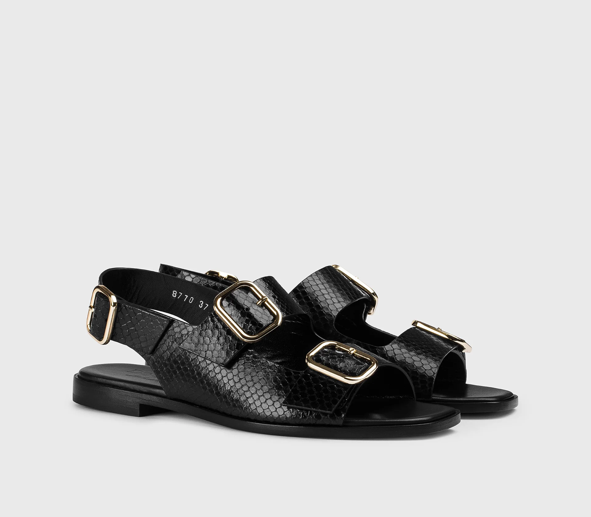 DD8770DEGNUF277NN00 - Sandalo in pelle stampa pitone nero - Image 3